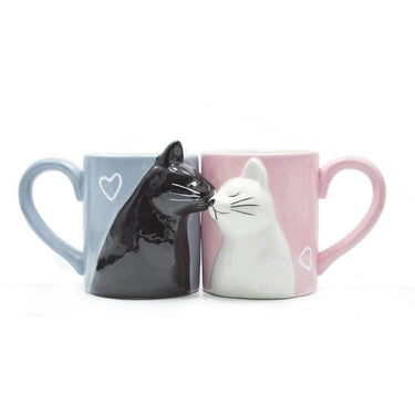 Kissing Cats Ceramic Mug Set Drinkware KittyNook Kiss Cat Two-Piece Set